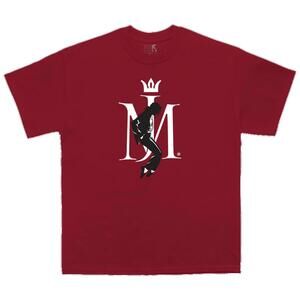 Michael Jackson Tiptoe T-Shirt Red MJ Crown Logo Short Sleeve Tee Size Small